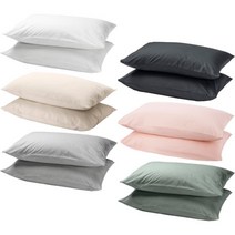 [이케아] DVALA 드발라 베개커버 2개입 50x80cm/침구/배게/순면/베겟잎/패드/쿠, 색상:베이지_203.565.89