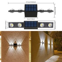 태양광 벽 램프 야외 방수 조명 정원 거리 발코니 계단 울타리 신제품, 6.HXD4x4LEDWhite - 10 PCS
