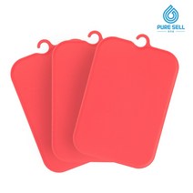 퓨어셀 칼자국 칼집 안나는 항균 TPU 안심 이유식 도마 세트 3P, 레드3