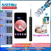 무선인이어 이어폰 블루투스 무선 스마트 비주얼 귀 청소기 otoscope np20 귀 왁스 제거 도구 with camera ear endoscope 1080p kit for, 검은색