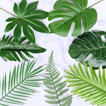 잎사귀 나뭇잎 모음 유칼립투스 아레카 야자 몬스테라 셀렘 고사리 야자수잎 트로피칼 조화, 스노우 유칼립투스(화이트)