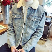 남자 양털 카라 데님 자켓 캐주얼 디자인 데일리 점퍼
