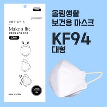 [국내생산] 황사 마스크 KF94 대형(화이트) 30매 /먼지차단/방역용/올림생활