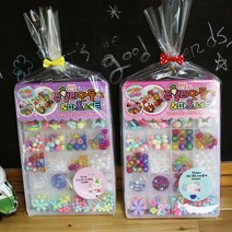 날쌘거북이 데코덴연구소 주얼리 비즈 가방 귀걸이 스티커 만들기 DIY 장난감 답례품 어린이 유치원, 5000 빅쥬얼리만들기 파츠세트[OPP봉투+리본끈+메시지스티커]