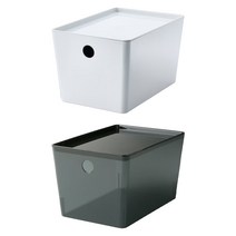 이케아 KUGGIS 쿠기스 수납함+뚜껑 18x26x15cm수납박스정리함리빙공간박스다용도, 화이트_905.012.86