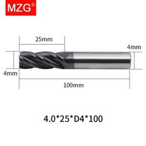밀링커터날 공작 척 공구홀더 mzg 1pc 4 플루트 hrc45 cnc 4 6 8 10, 4.0mmxd4x100l-4f45c