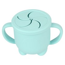 텀블러 물병 유치원물통 실리콘 먹이 컵 휴대용 Drinkware Sippy 식품 학 스토리지 스낵 컨테이너 BPA, 02 라이트 그린