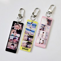 메탈 포토 인생네컷 키링 커플 반려동물 선물 에어팟 버즈 프로 자동차 차량용 키링 키홀더, 02.사각네컷키링(다른양면), 동글체, 머스트블랙