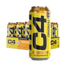 Cellucor C4 부스터 오리지널 트로피칼 블라스트 무설탕 탄산 드링크 473 ml 12 캔, 1개, 473ml