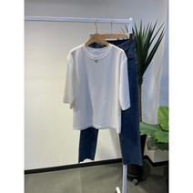 가을신상 무배 간절기 데일리 무지 라운드넥 레이온 스판 기본 7부티셔츠