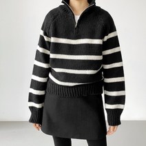 단가라 반집업 래글런 니트티