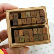 와이딜 영어 선생님 도장 알파벳 소문자 나무 스탬프, 색상본상품선택
