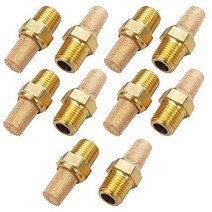 mxuteuk 10pcs Brass Pneumatic Muffler Filter Noise Silencer Hex Sintered Silencer Air Line Fitting, 1