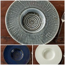 피어몰 이천도자기 돌비 원형 퓨전 플레이트 도자기 접시 그릇 플레이팅 식기 파스타, 2호(35cm), 블루