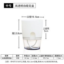베르그포터 혁신적인 게으른 화분 자동 물 흡수 화분 투명 플라스틱 자체 급수 화분 식물, 미디엄 화이트