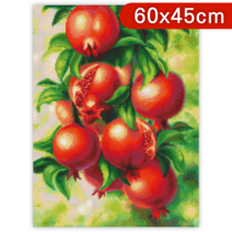 블링블링 캔버스 액자형 보석십자수 60x45cm 해바라기 부엉이 금전수 돈나무 재물사과 돼지 동자승 달마도 부처님 예수님 호랑이 풍경 꽃, CV-074 (석류), 1세트