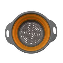 과일세척기 Fruit Vegetable Washing Machine 접이식 실리콘 드레인 바구니 야채 과일 세척 바구니 접이, 03 round-orange_01 S