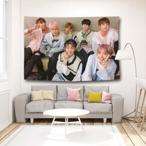 BTS 방탄 청소년 그룹 스타 팬 침대 옆 배경 천 기숙사 침실 장식 매달린 천, FV15