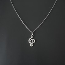 와이티지 써지컬스틸 높은음자리표 체인목걸이 펜던트 데일리 커플 남자 여자 공용 심플한 레이어드