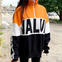 티데일리 [로켓] 빅밸류 배색 오버핏 반집업 남녀공용 맨투맨 티셔츠