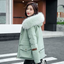 여성 퍼패딩 2058# 겨울 털 칼라 하프 트렌치코트에 두꺼운 보온 외세트 뉴타임즈 Z