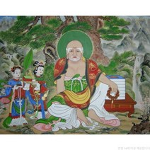 불교 나반존자 탱화 부처님 보살 큐빅 비즈 만들기 공예 보석십자수 재료 세트, 90x70cm 전체 원형 큐빅