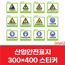 건설 산업 현장 안전 표지 위험 경고 스티커 300x400 보안경 안전모 안전화 착용 전기 낙하물