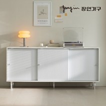 장인가구 아이브 에블린 템바보드 슬라이딩 높은 TV 거실장 1600, 화이트, 화이트