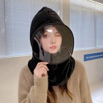 겨울방한모자 일본전차타기 보온신기 바람막이 모자 마스크 풀오버 여 겨울 두꺼운 방한모 목