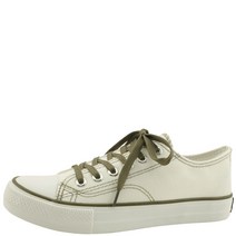 비비드 끈 캔버스화 로우탑 스니커즈 카키