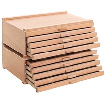 U.S. Art Supply 서랍 10개 우드 아티스트 용품 보관 상자 - 파스텔 연필 펜 마커 브러시
