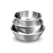 키친아트 스텐 믹싱볼 3종 세트(타공믹싱볼24+쌀함박26+믹싱볼28), 단일옵션