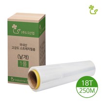 (국내산 투명 청색 흑색 스트레치필름) 공업용랩 낱개 1롤, 1. 투명랩, 18T-250M - 1롤