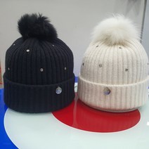 까스텔바작 여성 폭스퍼 방울 핫피스 니트 비니 모자(BGAWGC713)00, FREE