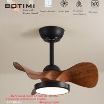 천장실링팬 거실실링팬 설치 실링팬조명 BOTIMI LED 선풍기 조명 환풍기 침실 냉각 램프 다이닝 고정장치 32 인치 22, 11.C Brown Hanging