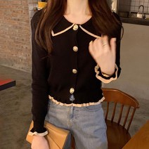 주디앤 여성 블리 카라 니트 가디건