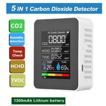 도시 가스 누출 탐지기 수소 디텍터 누설 경보기 복합 측정기 휴대용 검출기 6 in 1 pm2.5 pm10 hcho tvoc co co2 다기능 대기 질 감지기 co 이산화탄소, 5 in 1 흰색