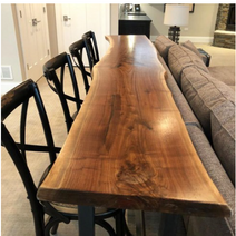 인테리어 원목 바테이블 통나무 모양 폭좁은 긴 식탁, 180x45x105 보드 두께 5cm