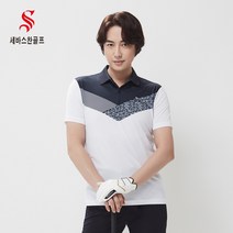 세바스찬골프 남성 브이 라인 배색 블럭 카라넥 반팔 티셔츠 J281 J282