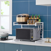 비엘라후스 2단 전자렌지선반 조립식 전기밥솥 에어프라이어 수납장, 화이트