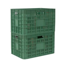 배추박스 2개 재생플라스틱 과일 농산물 바구니 상자, 녹색