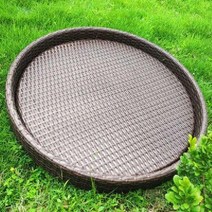 수영장 쟁반 바구니 풀빌라 해변 조식 트레이 플레이트, 구멍이 없는 원형 갈색(60X20cm)