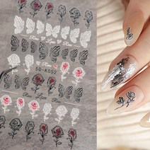 1 pc 디자인 손톱 장식 네일 접착제 손톱 장식 슬라이더 접착제 네일 데칼 SASW5D, 5DK052