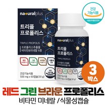 프로폴리스 레드 그린 브라운 3가지 프로폴리스추출물 식물성캡슐, 3개, 60캡슐
