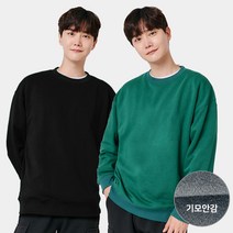 이그잼플 남성 겨울 기모 베이직 무지 오버핏 맨투맨
