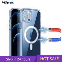 아이폰12미니맥세이프케이스 iphone 13 12 11 pro max mini 7 8 plus x xs xr magsafe 보호 커버용 울트라 클리어 내장 마그네틱 서클 펀다
