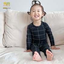 쏭스베이비 사각체크 싱글스판 9부 긴팔 세트