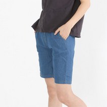 면혼방 4부 허리밴딩 주머니 청반바지 2개 청워싱