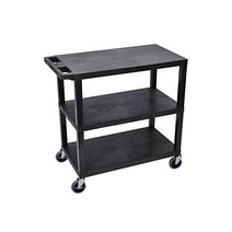 3개의 평평한 선반 4인치 풀 스위벨 캐스터 및 푸시 핸들 오펙스 32인치 x 18인치 이동식 롤링 다용도 카트 차고 상점 사무실 학교에 적합 검은색