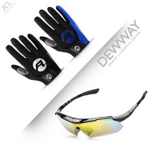 듀웨이 라이딩 세트(ASPORTS 자전거 장갑) (프리미엄 스포츠 편광 고글 3종 세트 렌즈 교차 착용) 초특가, 블루, 블랙(XL)
